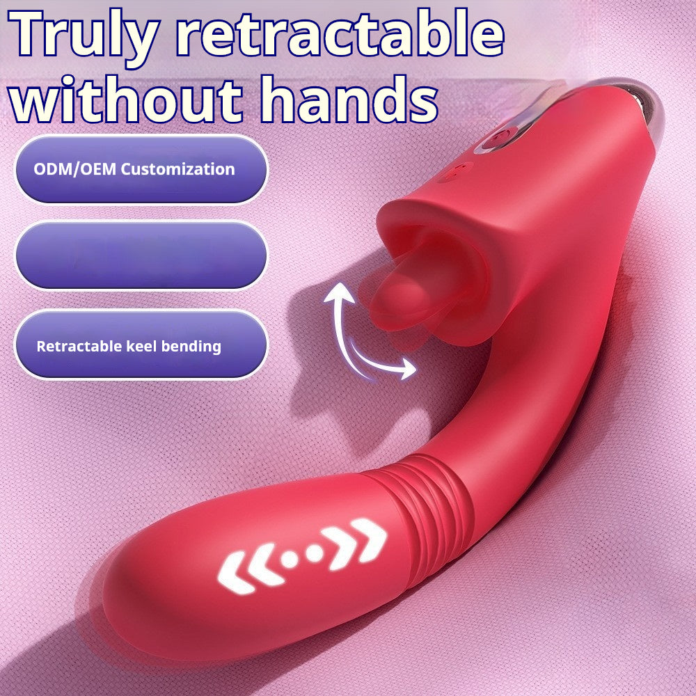Tongue Licking Telescopic Vibrator Female Strong Vibration Female Masturbator Adult Toy Massage Stick Female Masturbator